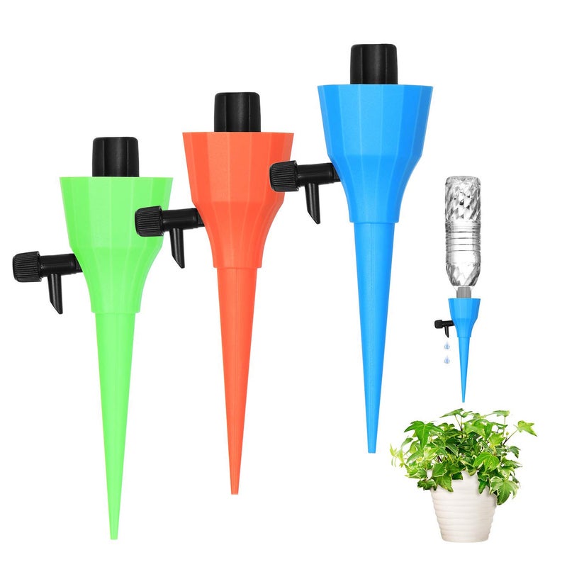 Emoly Upgraded 12 Pack Self Plant Watering Spikes with Adjustable Water Flow, Plant Waterer for Indoor Outdoor, Automatic Watering Spikes for Potted Plants - Image 1